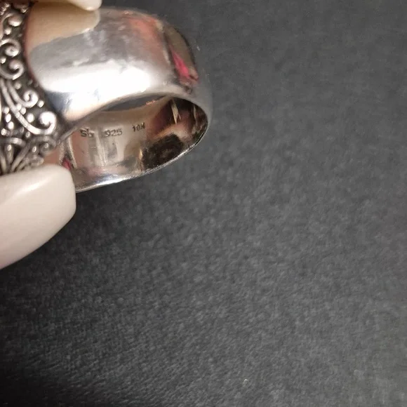 Sterling Silver And 14k Gold Smoked Topez Ring. - Picture 3 of 9